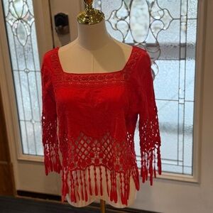 Allison New York Fringe Embroidered Shirt